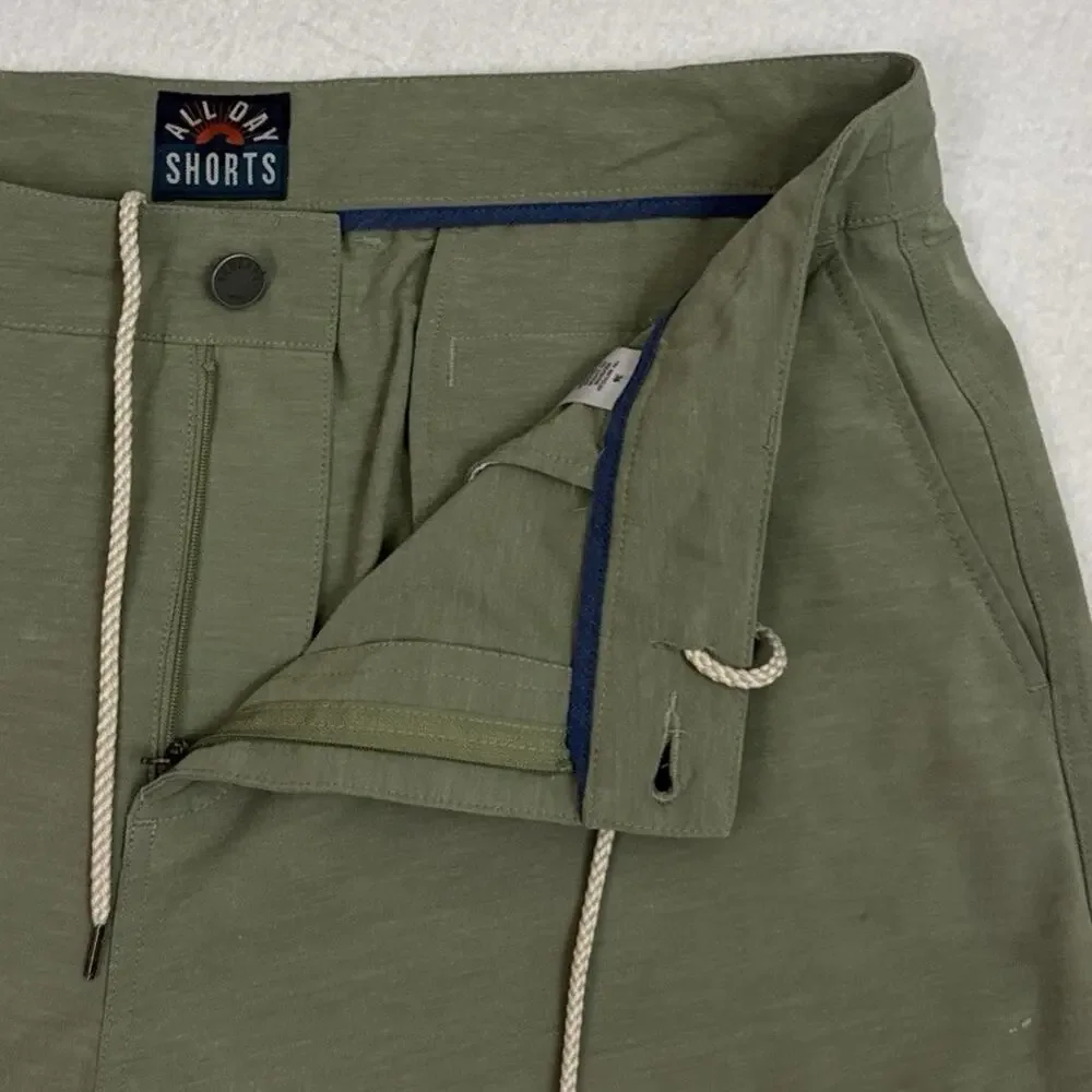 Faherty All Day Shorts Mens 36 Olive Green Hybrid Stretch Performance MSC0012